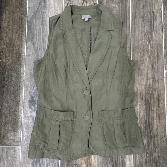 J. Jill Jackets & Blazers - J.Jill Khaki green sleeveless button up vest